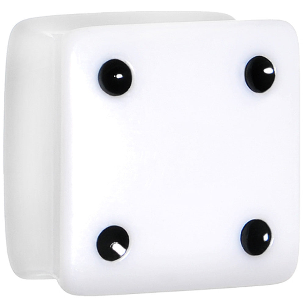 18mm White Acrylic Square Dice Saddle Plug