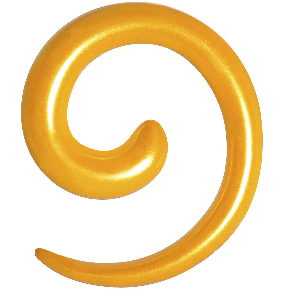4 Gauge Honey Yellow Metallic Pearl Acrylic Spiral Taper