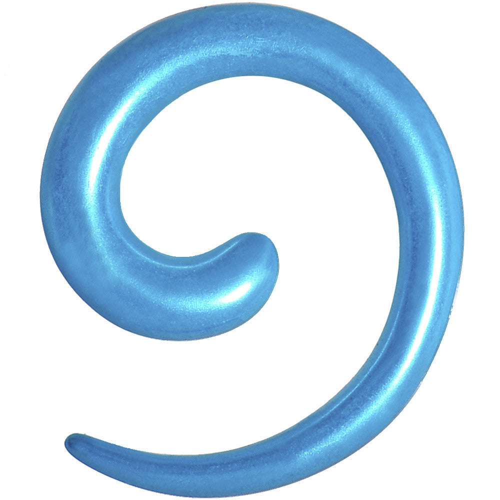 6 Gauge Azure Blue Metallic Pearl Acrylic Spiral Taper