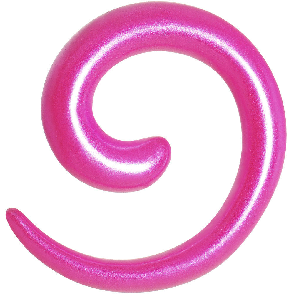 2 Gauge Hyacinth Pink Metallic Pearl Acrylic Spiral Taper