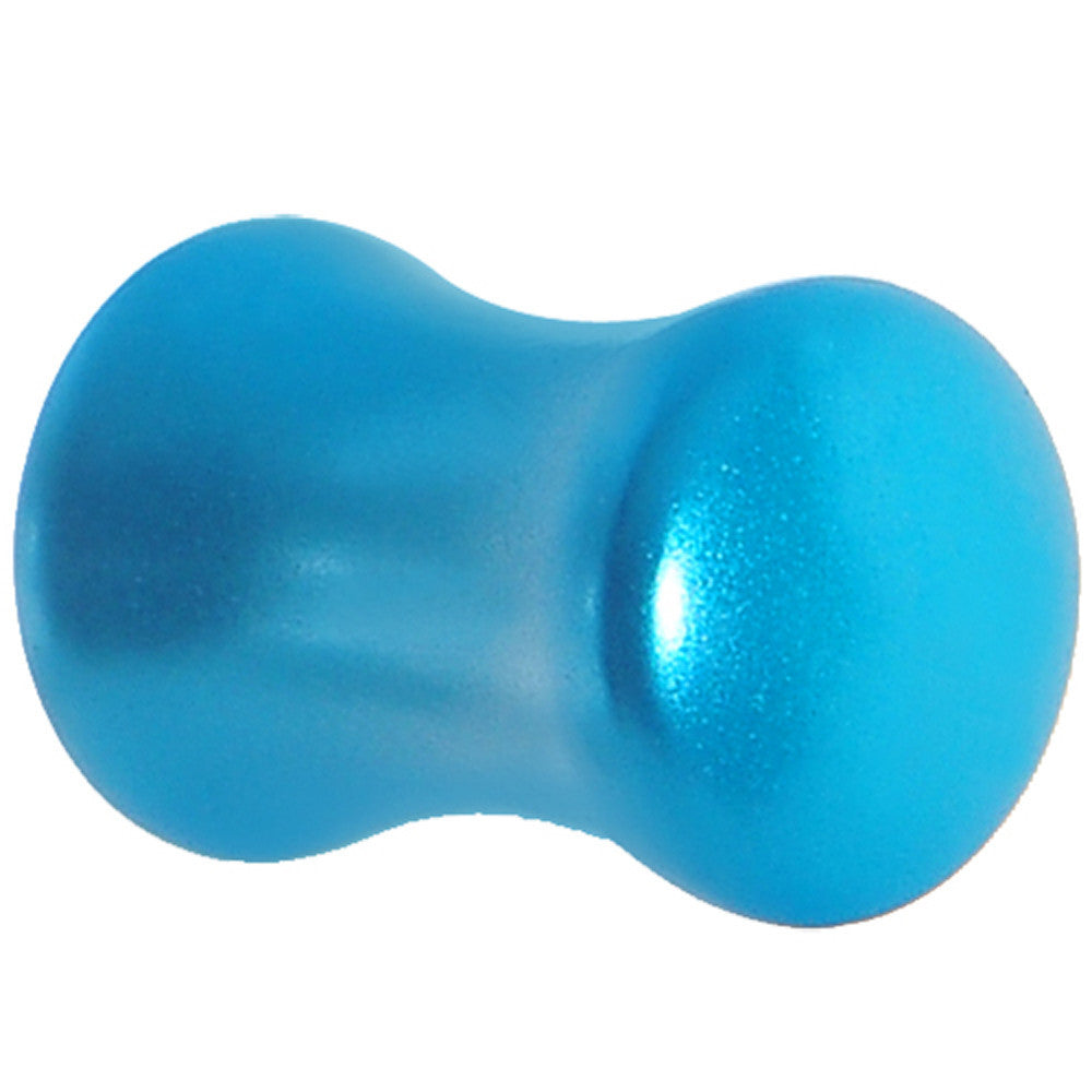 2 Gauge Azure Blue Metallic Pearl Acrylic Saddle Plug