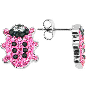 Pink Ferido Crystal Snuggle Bug Stud Earrings