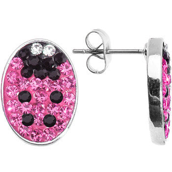 Ferido Crystal Pink Ladybug Stud Earrings