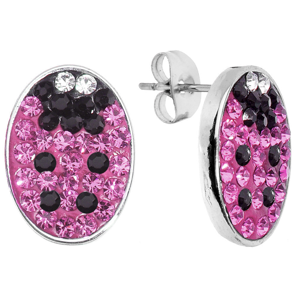 Ferido Crystal Pink Ladybug Stud Earrings