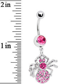 Pink Gem Circle Center Spider Belly Ring