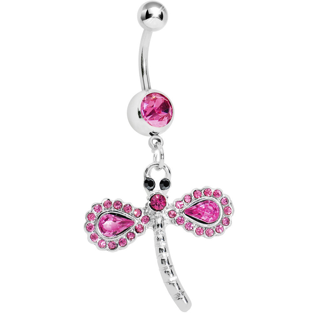 Pink Gem Fancy Wing Dragonfly Belly Ring