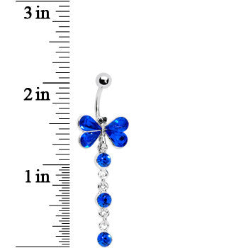 Sapphire Blue Gem Tri Drop Butterfly Belly Ring