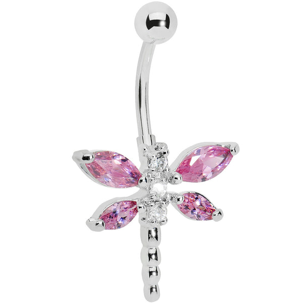 Radiant Pink Dragonfly Belly Ring