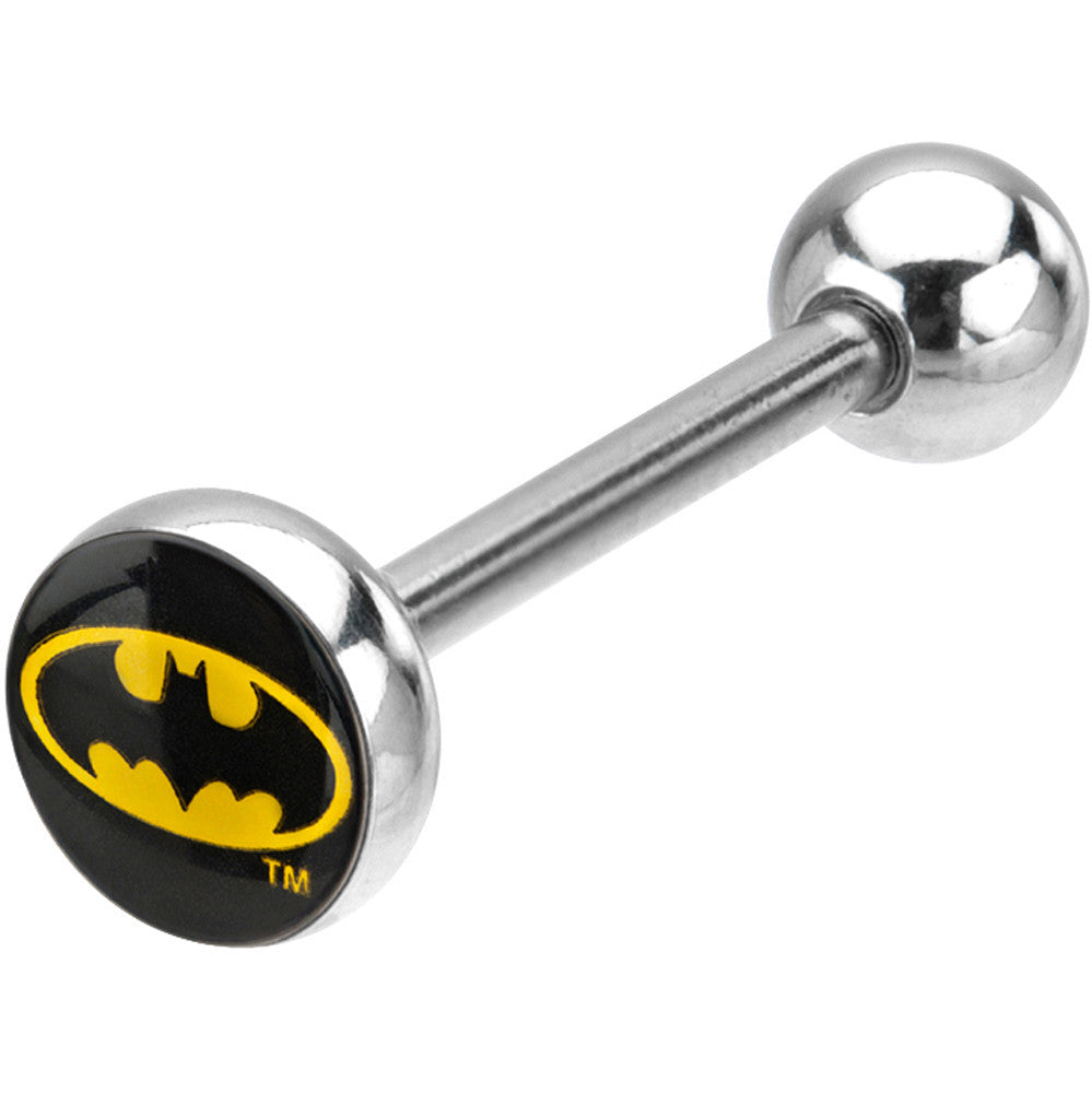 Stainless Steel Batman Logo Barbell Tongue Ring