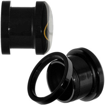 00G Black Acrylic Batman Logo Screw Fit Plug Set