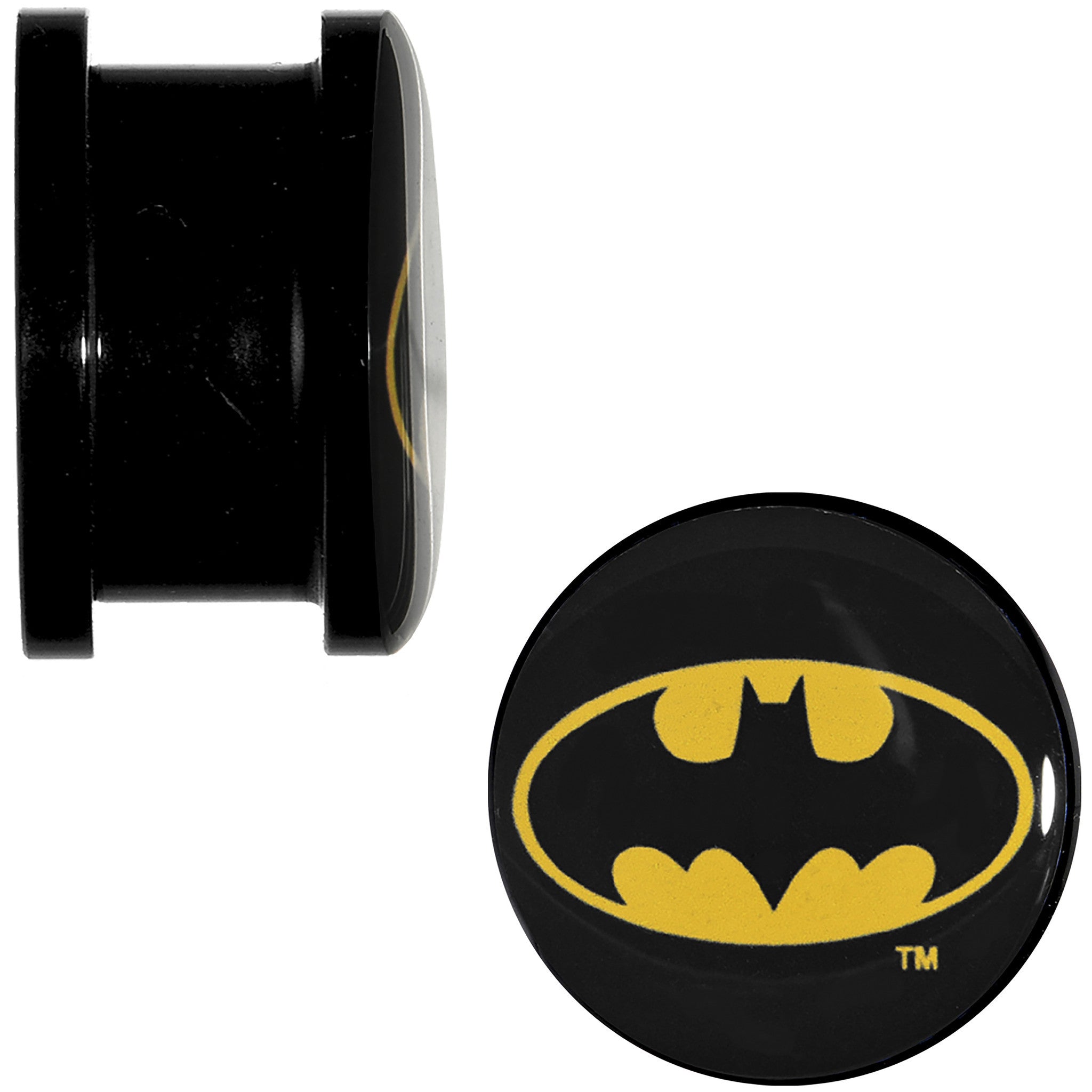 5/8 Black Acrylic Batman Logo Screw Fit Plug Set