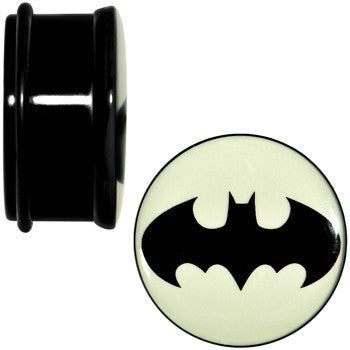 1 inch Black Acrylic Glow in the Dark Batman Plug Set