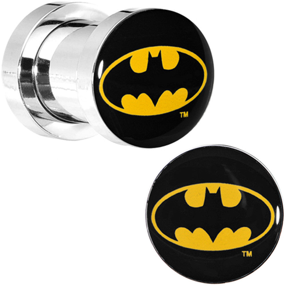 2 Gauge Stainless Steel Batman Logo Screw Fit Plug Set