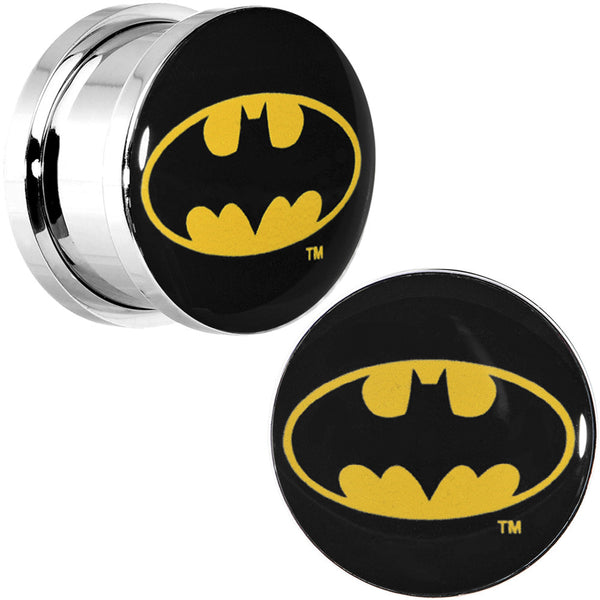 9/16 Stainless Steel Batman Logo Screw Fit Plug Set