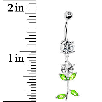 I love Tulips Clear Dazzle Flower Belly Ring