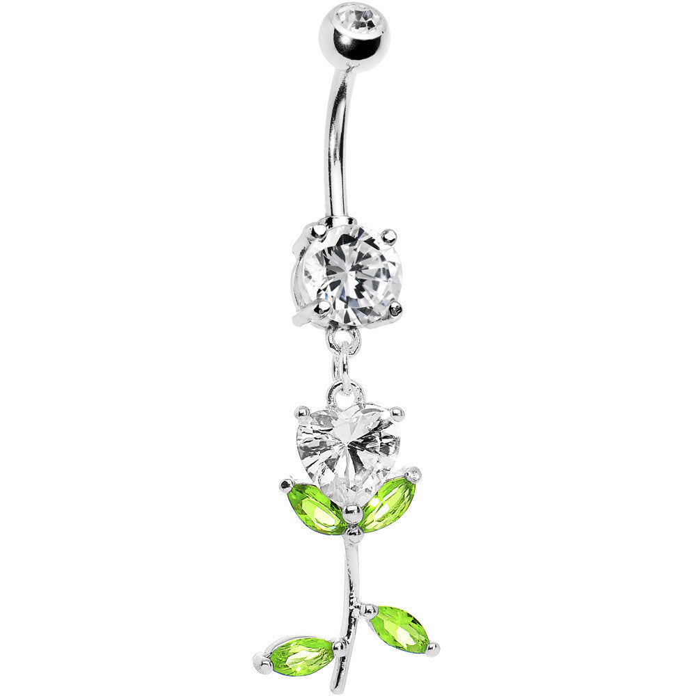 I love Tulips Clear Dazzle Flower Belly Ring