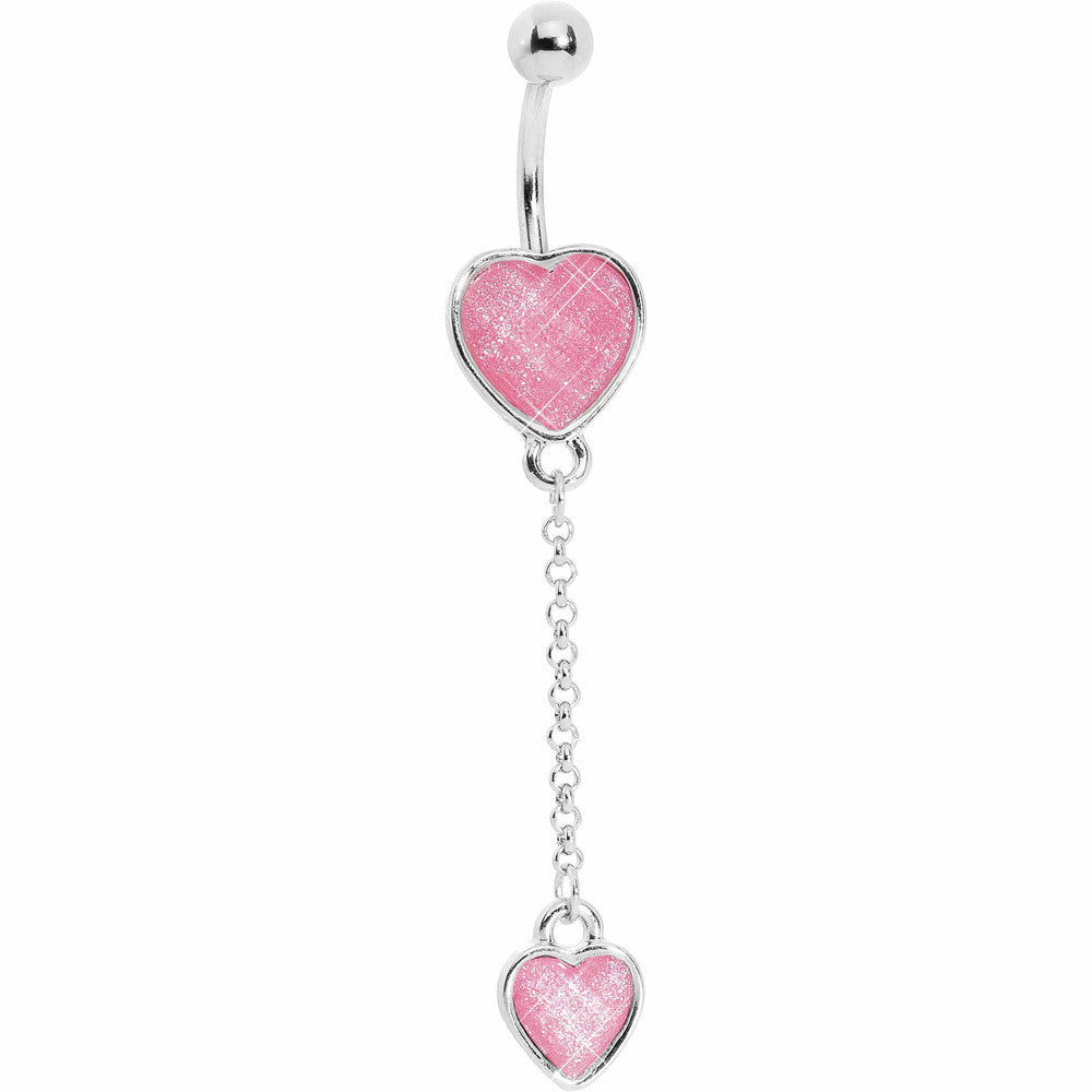 Glittery Pink Dangle Belly Ring