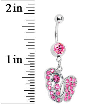 Abstract Pink Butterfly Belly Ring