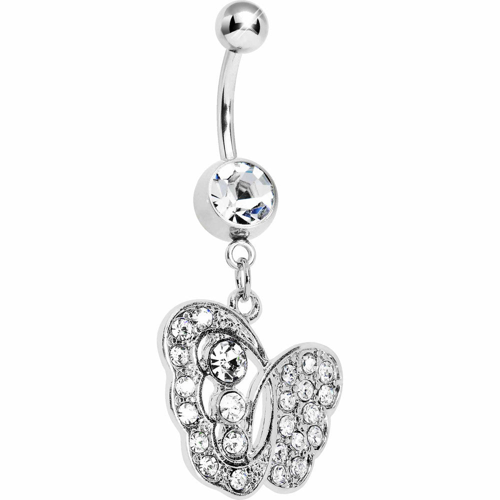 Abstract Crystalline Butterfly Belly Ring
