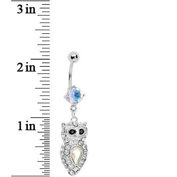 Sparkling Crystalline Gem Owl Belly Ring