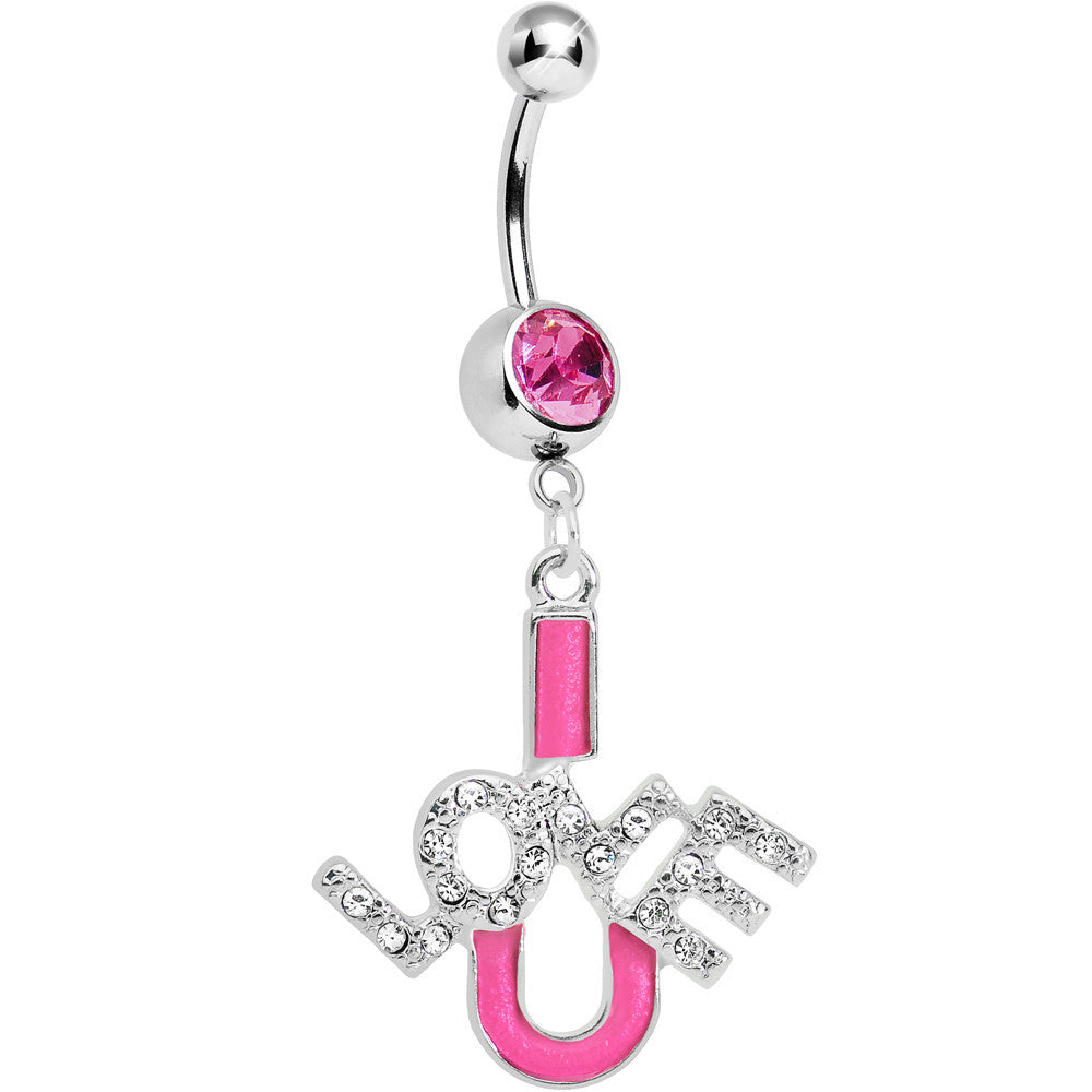 Pink I Love You Belly Ring