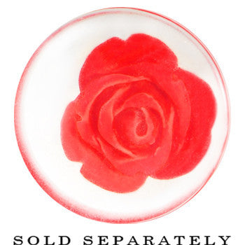 18mm Clear Acrylic Red Floating Rose Flower Saddle Plug
