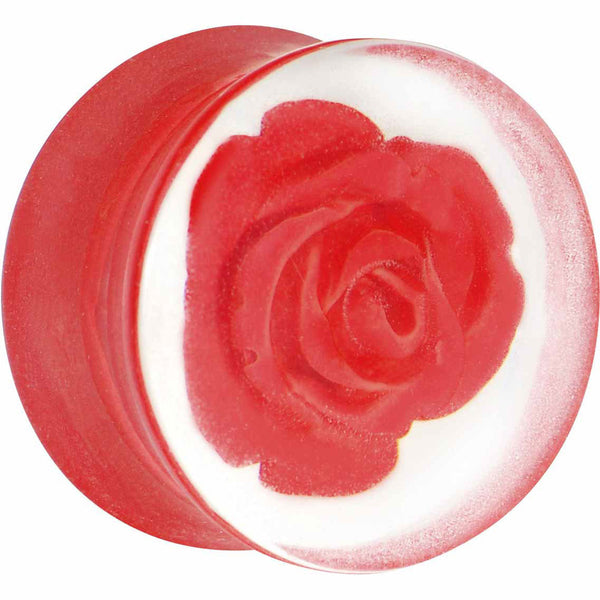 18mm Clear Acrylic Red Floating Rose Flower Saddle Plug – BodyCandy