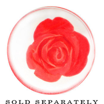 20mm Clear Acrylic Red Floating Rose Flower Saddle Plug