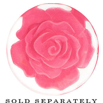 24mm Clear Acrylic Pink Floating Rose Flower Saddle Plug
