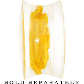 20mm Clear Acrylic Yellow Floating Rose Flower Saddle Plug