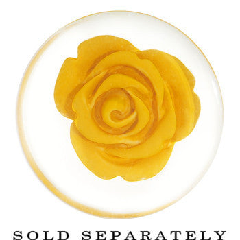 20mm Clear Acrylic Yellow Floating Rose Flower Saddle Plug