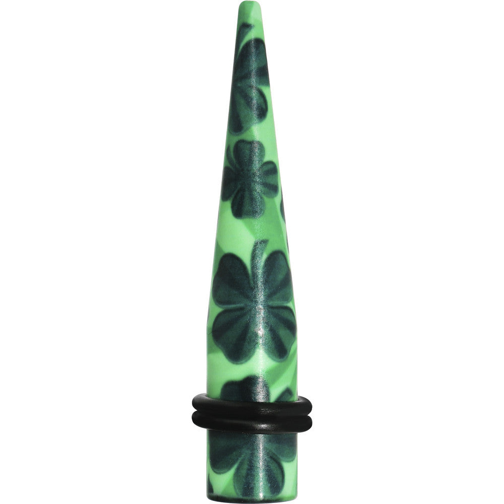 00 Gauge Green Acrylic Four Leaf Clover Field Taper