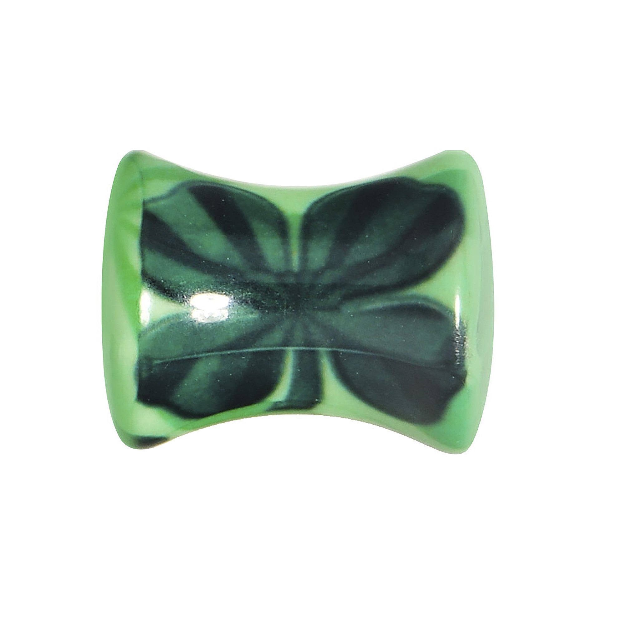 0G Green Acrylic Four Leaf Clover Field Saddle Plug