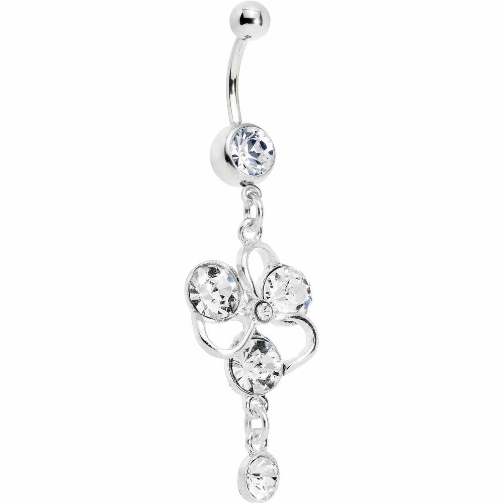 Clear Gem Glamour Flower Belly Ring