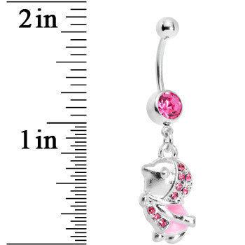 Pink Gem Bundle Up Winter Belly Ring