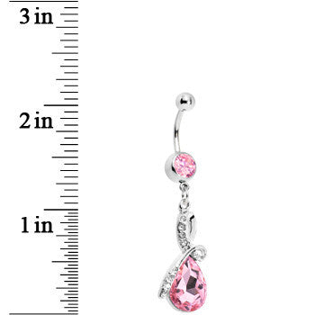Pink Gem Loop-Di-Loop Teardrop Belly Ring