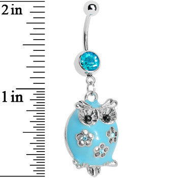 Pretty Blue Whimsical Owl Belly Ring