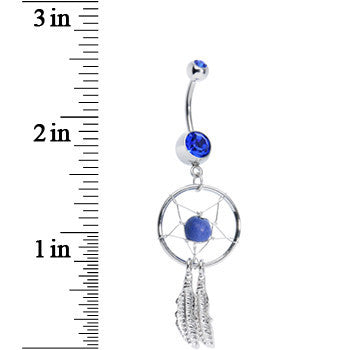 Blue Native American Dreamcatcher Belly Ring