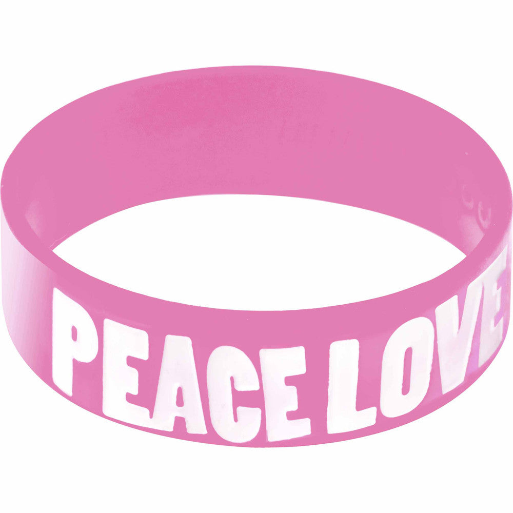 Pink White Peace Love Boobies Awareness for Breast Cancer Bracelet