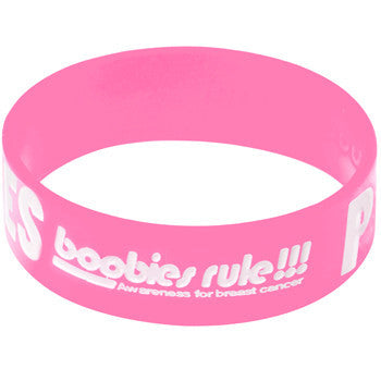 Pink White Peace Love Boobies Awareness for Breast Cancer Bracelet