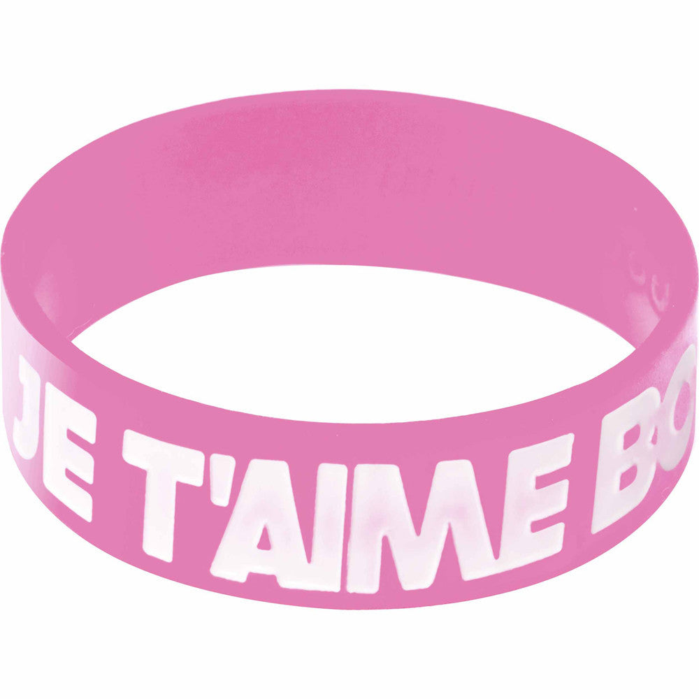 Pink White Jet'aime Boobies Awareness for Breast Cancer Bracelet