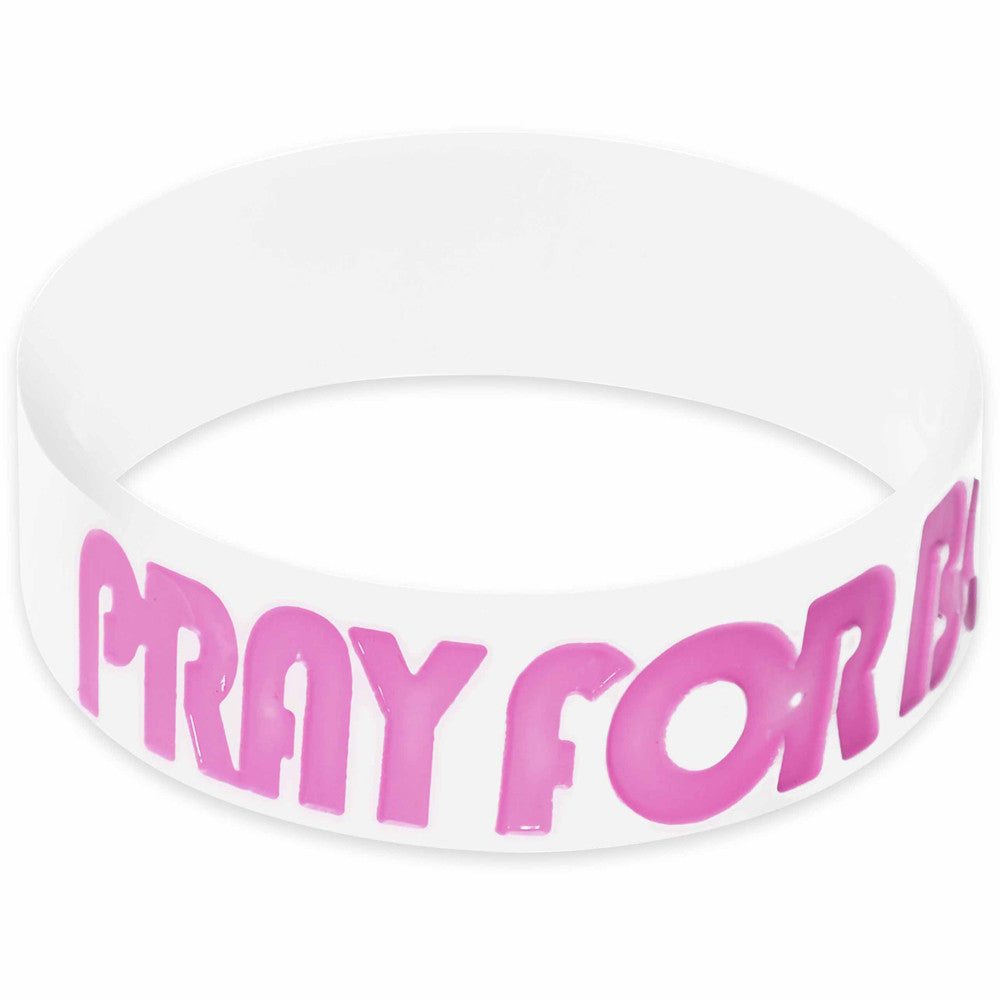 White Pink Pray for Boobies Awareness for Breast Cancer Bracelet