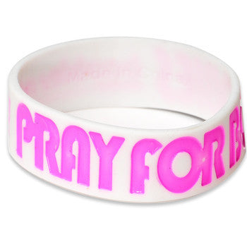 White Pink Pray for Boobies Awareness for Breast Cancer Bracelet