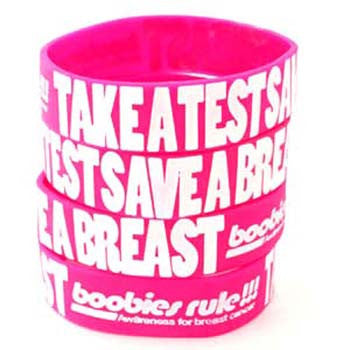 Pink White Take a Test, Save a Breast Awareness for Breast Cancer Bracelet