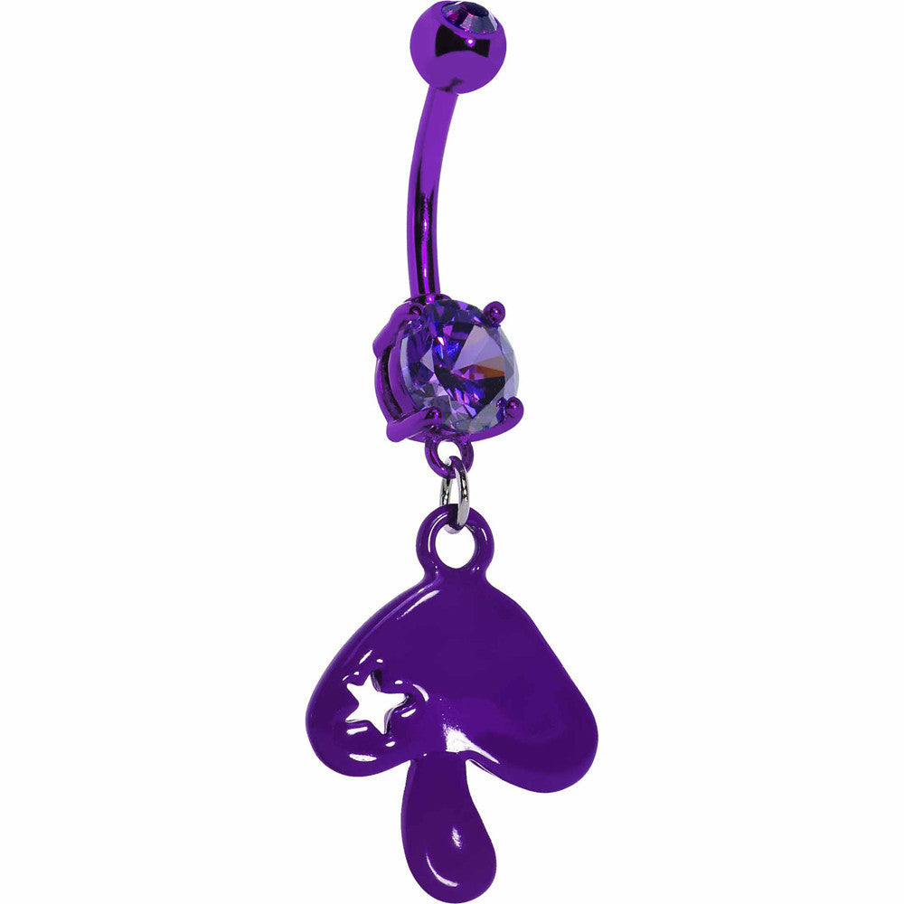 Purple Gem Mushroom Dangle Belly Ring