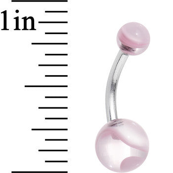 Grade 23 Solid Titanium Pink Acrylic Swirl Belly Ring