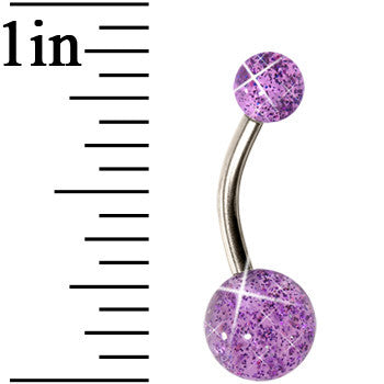 Grade 23 Solid Titanium Purple Glitter Acrylic Belly Ring