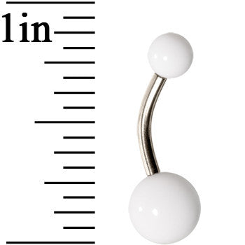 Grade 23 Solid Titanium Flat White Acrylic Belly Ring