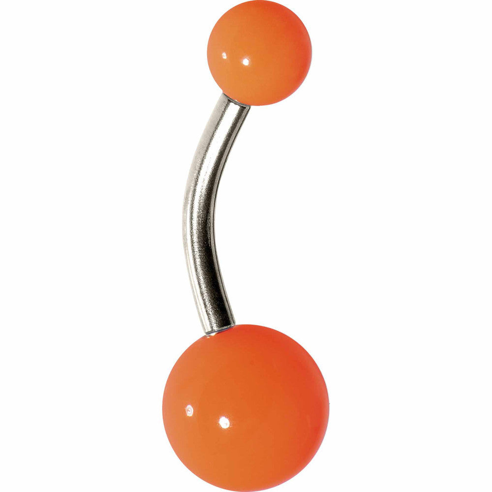 Grade 23 Solid Titanium Flat Orange Acrylic Belly Ring