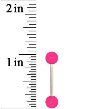 Grade 23 Solid Titanium Flat Pink Acrylic Barbell Tongue Ring